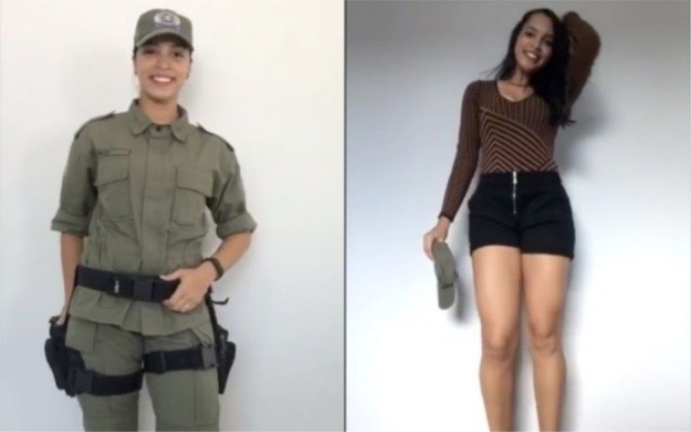 Reprodução do vídeo em PMs fazem desafio viral e mudam de roupa (Foto: Foto: Reprodução/TikTok)