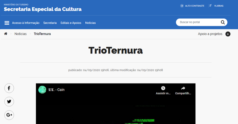 (Foto: Reprodução/Secretaria Especial da Cultura)