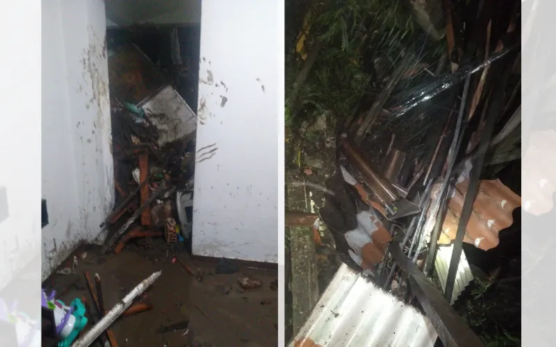 Imagens da destruição na casa da família, no Centro de Vitória