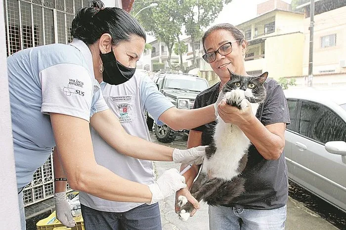 Maristela Ferreira recebeu visita em casa da equipe da prefeitura que vacinou seus dois gatos e três cães