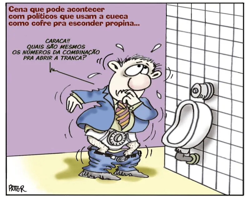Imagem ilustrativa da imagem Políticos e dinheiro na cueca: veja a charge do Dia com Pater