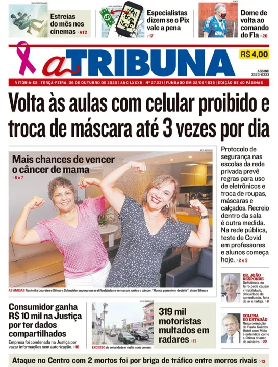Imagem ilustrativa da imagem Clique aqui e veja os destaques do jornal A Tribuna desta terça