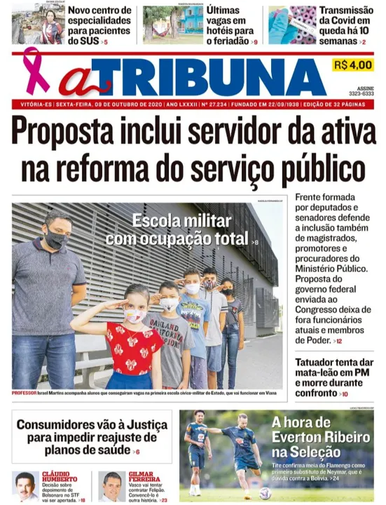 Imagem ilustrativa da imagem Clique aqui e veja os destaques do jornal A Tribuna desta sexta