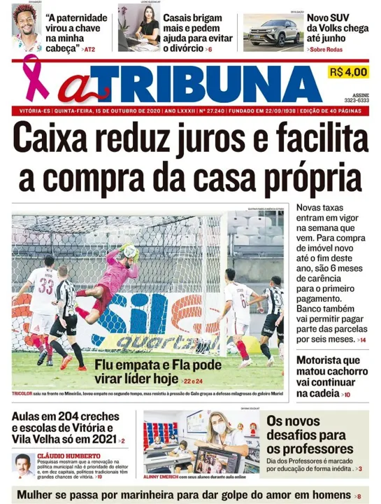 Imagem ilustrativa da imagem Clique aqui e veja os destaques do jornal A Tribuna desta quinta
