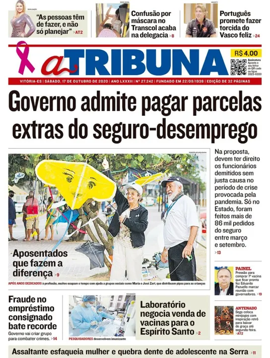 Imagem ilustrativa da imagem Clique aqui e veja os destaques do jornal A Tribuna deste sábado