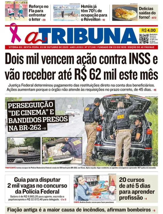 Imagem ilustrativa da imagem Clique aqui e veja os destaques do jornal A Tribuna desta sexta