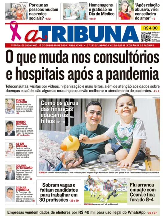 Imagem ilustrativa da imagem Confira os destaques do Jornal A Tribuna deste domingo