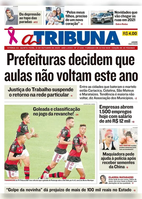 Imagem ilustrativa da imagem Clique aqui e veja os destaques do jornal A Tribuna desta quinta