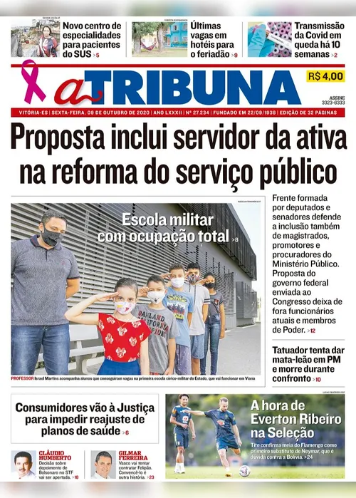 Imagem ilustrativa da imagem Clique aqui e veja os destaques do jornal A Tribuna desta sexta