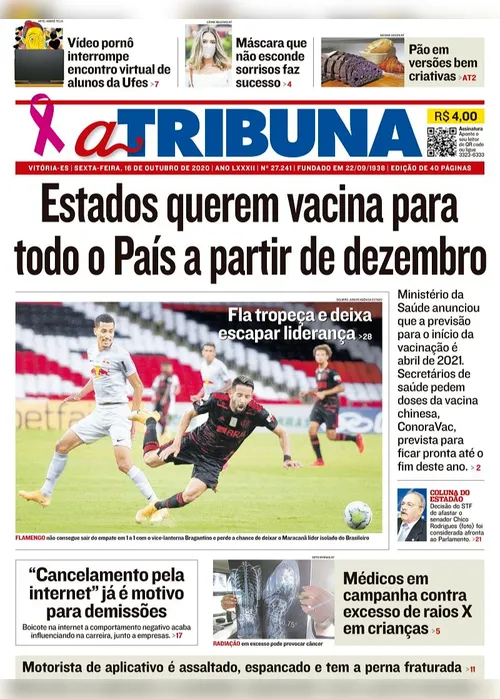 Imagem ilustrativa da imagem Clique aqui e veja os destaques do jornal A Tribuna desta sexta