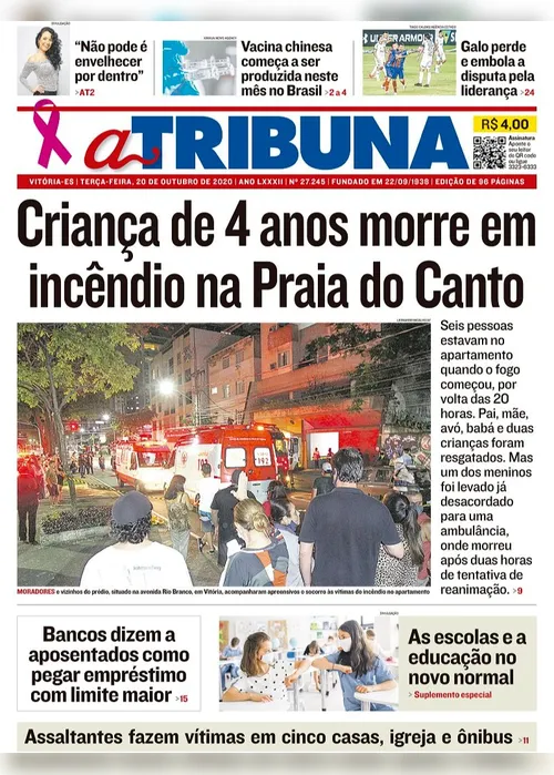 Imagem ilustrativa da imagem Clique aqui e veja os destaques do jornal A Tribuna desta terça
