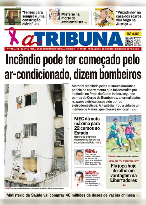 Imagem ilustrativa da imagem Clique aqui e veja os destaques do jornal A Tribuna desta quarta