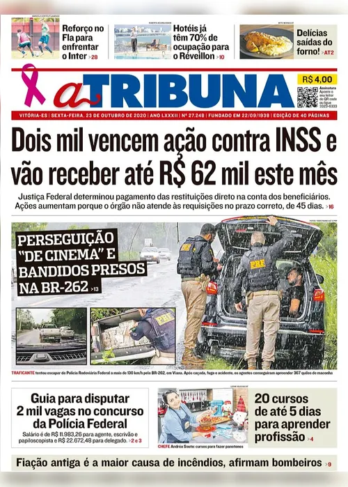 Imagem ilustrativa da imagem Clique aqui e veja os destaques do jornal A Tribuna desta sexta