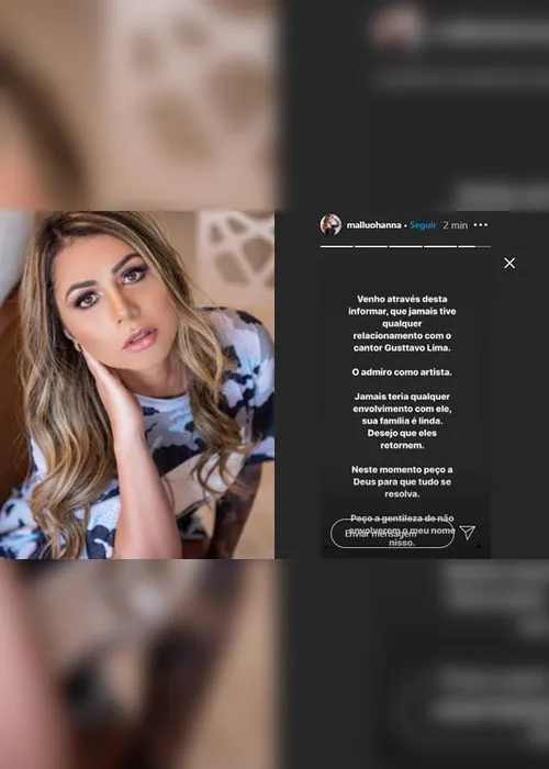 Imagem ilustrativa da imagem Gusttavo Lima se pronuncia sobre romance com ex do jogador Dudu: 'Nunca vi na minha vida'