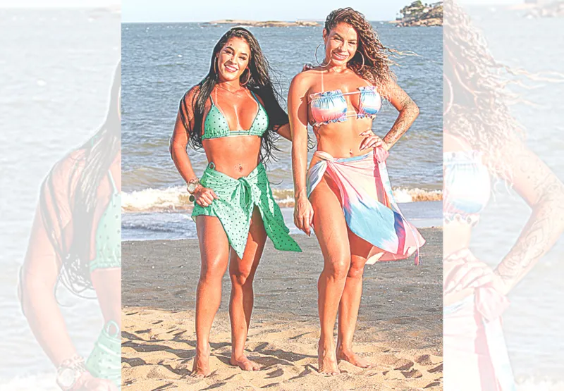A modelo e microempresária Paula Trancoso, 28 anos,  e a dançarina e influenciadora digital Dany Lima, 31,  aprovaram as tendências da moda praia para o verão.