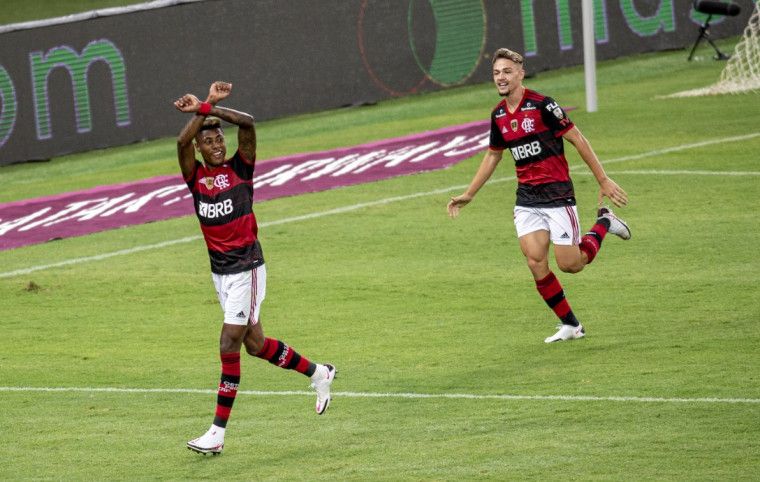 Jogadores do Flamengo comemoram gol (Foto: Marcelo Cortes/ Flamengo)