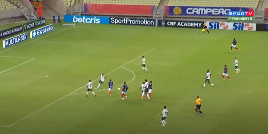 Fortaleza venceu o Palmeiras por 2 a 0 no Brasileirão (Foto: Reprodução/ SporTV/ Premiere)