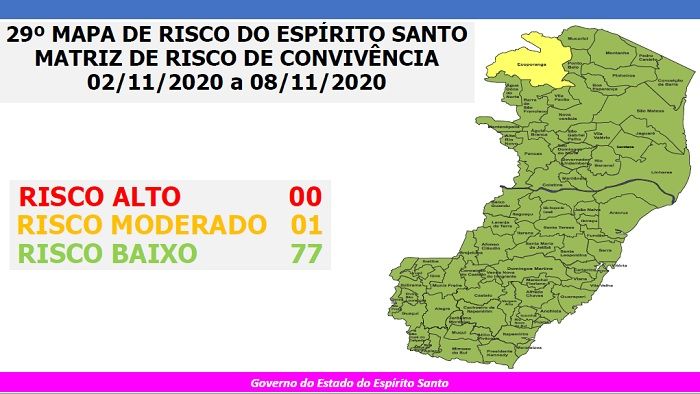 Novo mapa de risco (Foto: Divulgação / governo do Estado)