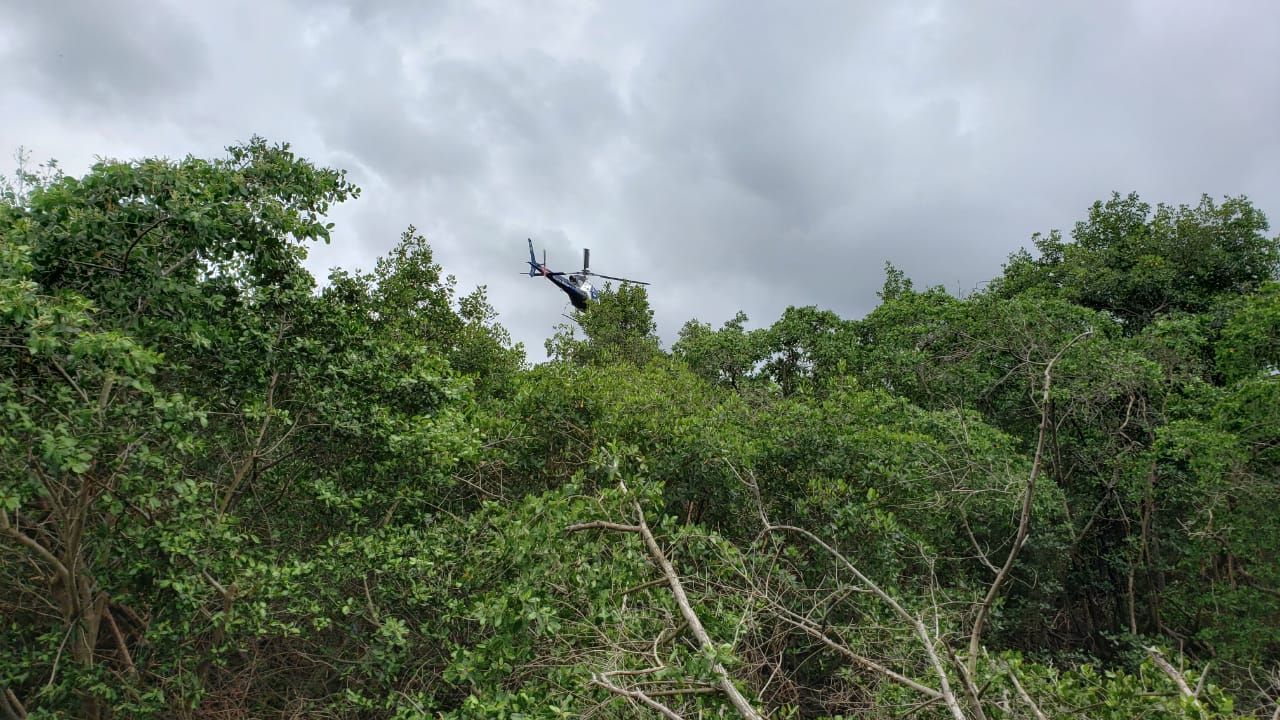 Helicóptero do Notaer foi acionado para auxiliar (Foto: Divulgação/Polícia Civil)