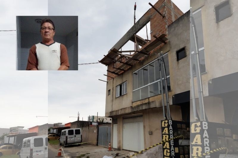 O acidente aconteceu por volta de 13 horas desta terça-feira (13) em um prédio em construção em Guarapari (Foto: Reprodução)