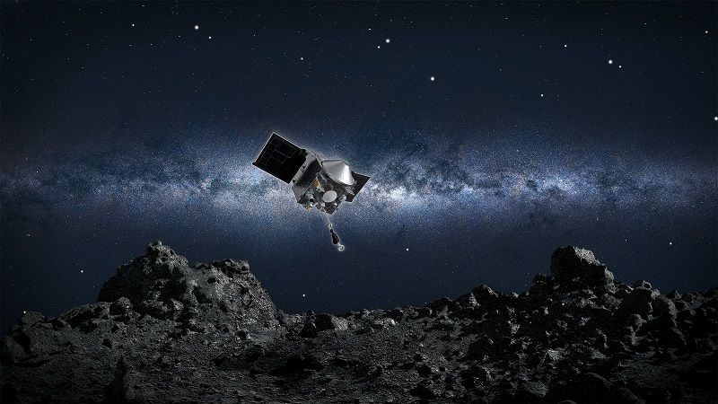 A sonda Osiris-Rex coletou amostras do asteroide Bennu nesta terça-feira (21) (Foto: Divulgação/ Nasa)