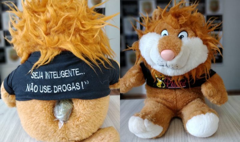 Droga estava inserida na parte de trás do urso (Foto: Divulgação / Polícia Civil)