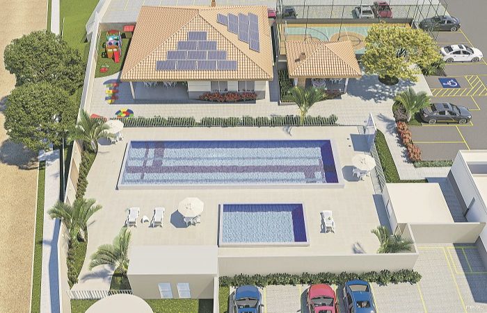 Vista Jardim, em Jardim Limoeiro, conta com piscina, quadra, salão de festa, churrasqueira e a novidade que são os pontos de recarga de carros elétricos (Foto: Morar Construtora)