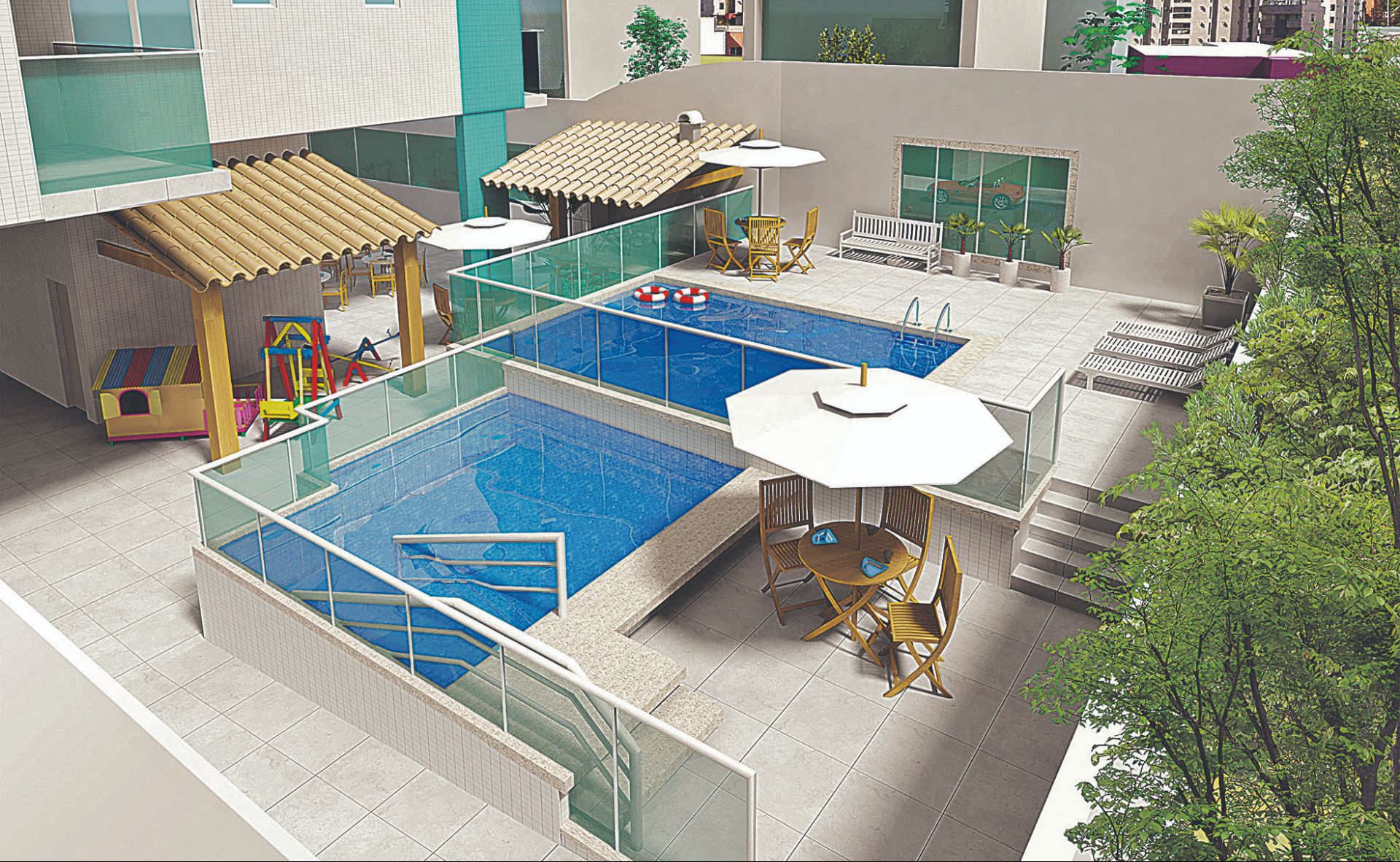 Lazer do Vitória Garden: Edifício está pronto para morar em Bento Ferreira, com apartamentos de 2 quartos