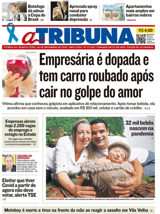 Imagem ilustrativa da imagem Clique aqui e veja os destaques do jornal A Tribuna desta quarta