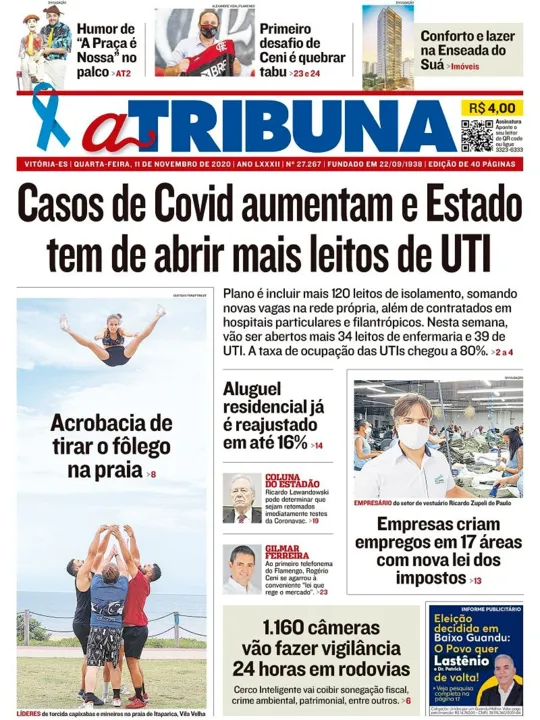 Imagem ilustrativa da imagem Clique aqui e veja os destaques do jornal A Tribuna desta quarta