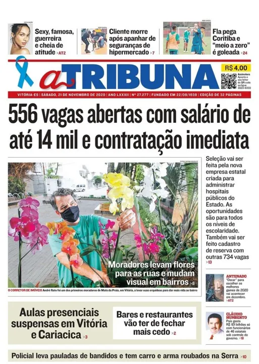 Imagem ilustrativa da imagem Clique aqui e confira os destaques do jornal A Tribuna deste sábado
