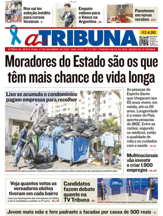 Imagem ilustrativa da imagem Clique aqui e veja os destaques do jornal A Tribuna desta sexta