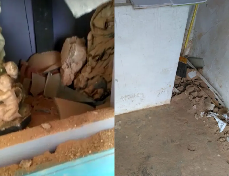 Imagem ilustrativa da imagem VÍDEO| Vandalismo destrói altar e imagens de santos em igreja de Aracruz