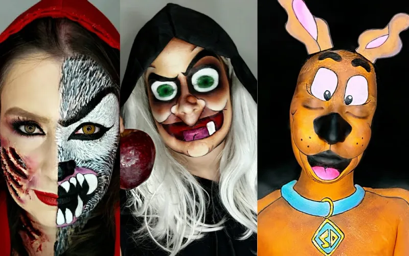 Halloween maquiagem adulto dos desenhos animados assustador