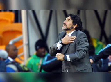 Maradona como técnico da Argentina, na copa de 2010 na África do Sul