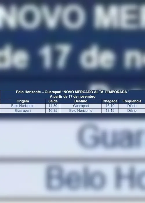 Imagem ilustrativa da imagem Voo entre Guarapari e Belo Horizonte vai custar R$ 340 e passagens já estão à venda