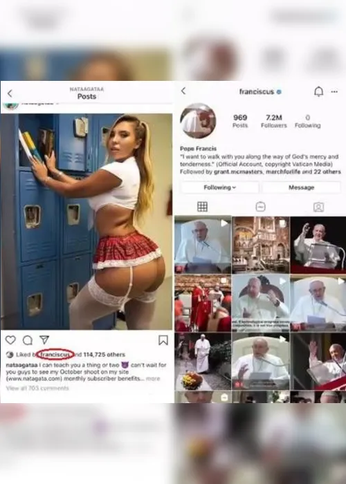 Imagem ilustrativa da imagem Conta oficial do papa curte foto de modelo brasileira e Vaticano investiga