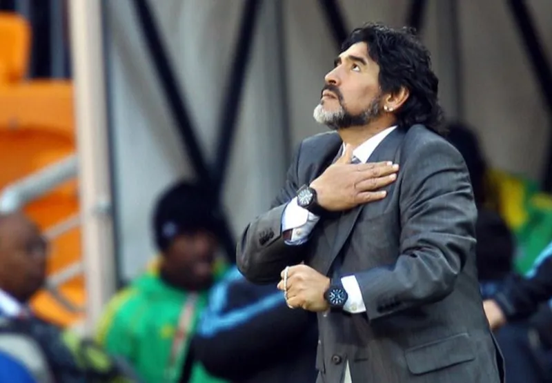 Diego Maradona como técnico da Argentina, na copa de 2010 na África do Sul
