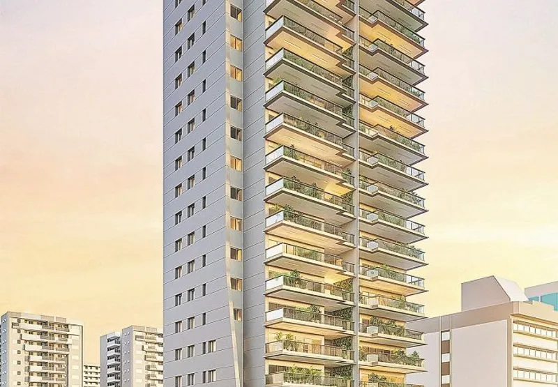 Projeção do prédio  com 46 unidades distribuídas em 26 andares