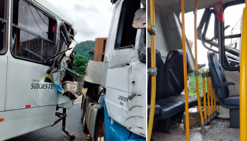 Lado esquerdo da carreta atingiu o lado direito da traseira do veículo (Foto: Enviado pelo internauta)