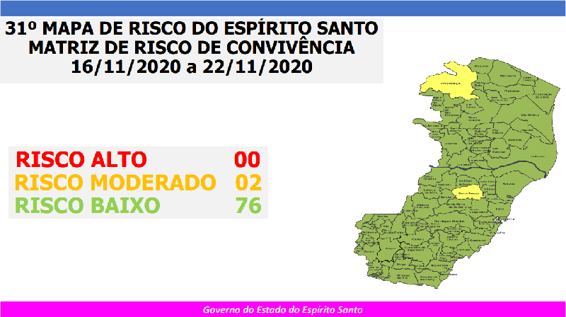 Apenas duas cidades aparecem na relação como risco moderado (Foto: Reprodução)