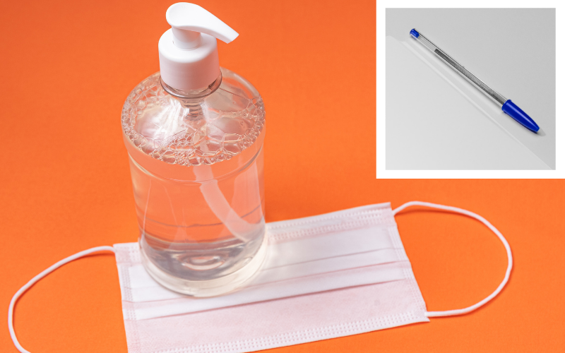 Máscara, álcool em gel e caneta para o dia da votação (Foto: Freepik)