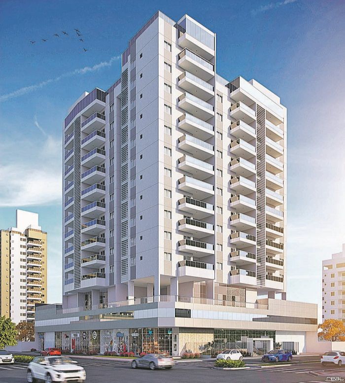 Fachada do Residencial Professor Pignaton: lançamento em Santa Lúcia está localizado na  rua Eugênio Netto, esquina com avenida Rio Branco (Foto: Divulgação / Galwan)