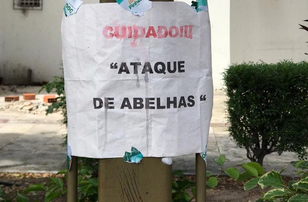 Cartaz faz alerta em praça de Fortaleza (Foto: Ana Beatriz Farias/SVM)