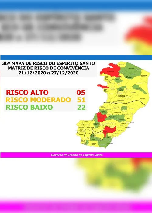 Imagem ilustrativa da imagem Covid: Estado tem 5 cidades em risco alto de contágio e 51 no moderado