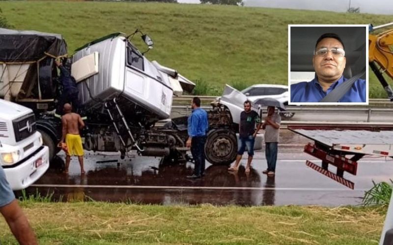 A colisão aconteceu em frente a um posto de gasolina no KM 325 no sentido sul da rodovia, em Guarapari (Foto: Reprodução)