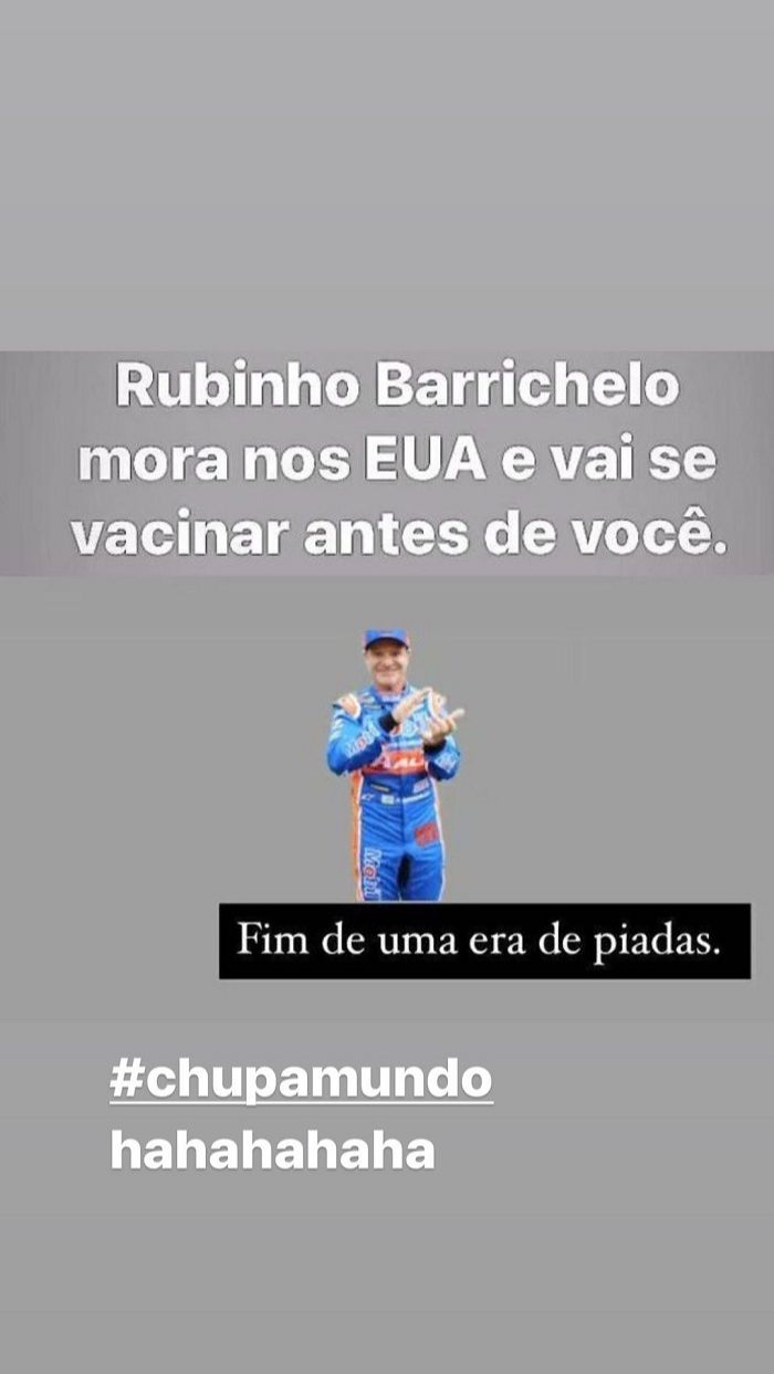 Postagem feita pelo piloto nas redes sociais (Foto: Reprodução Instagram @Rubarrichello)