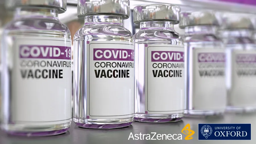 Ampolas de vacina contra o novo coronavírus da Universidade de Oxford em parceria com a AstraZeneca 