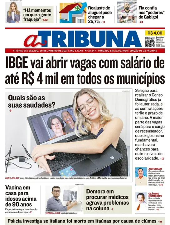 Imagem ilustrativa da imagem Clique aqui e veja os destaques do jornal A Tribuna deste sábado