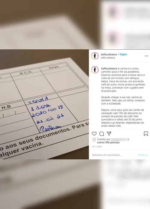 Imagem ilustrativa da imagem Cafeteria em Vitória oferece desconto para quem se vacinou contra a covid
